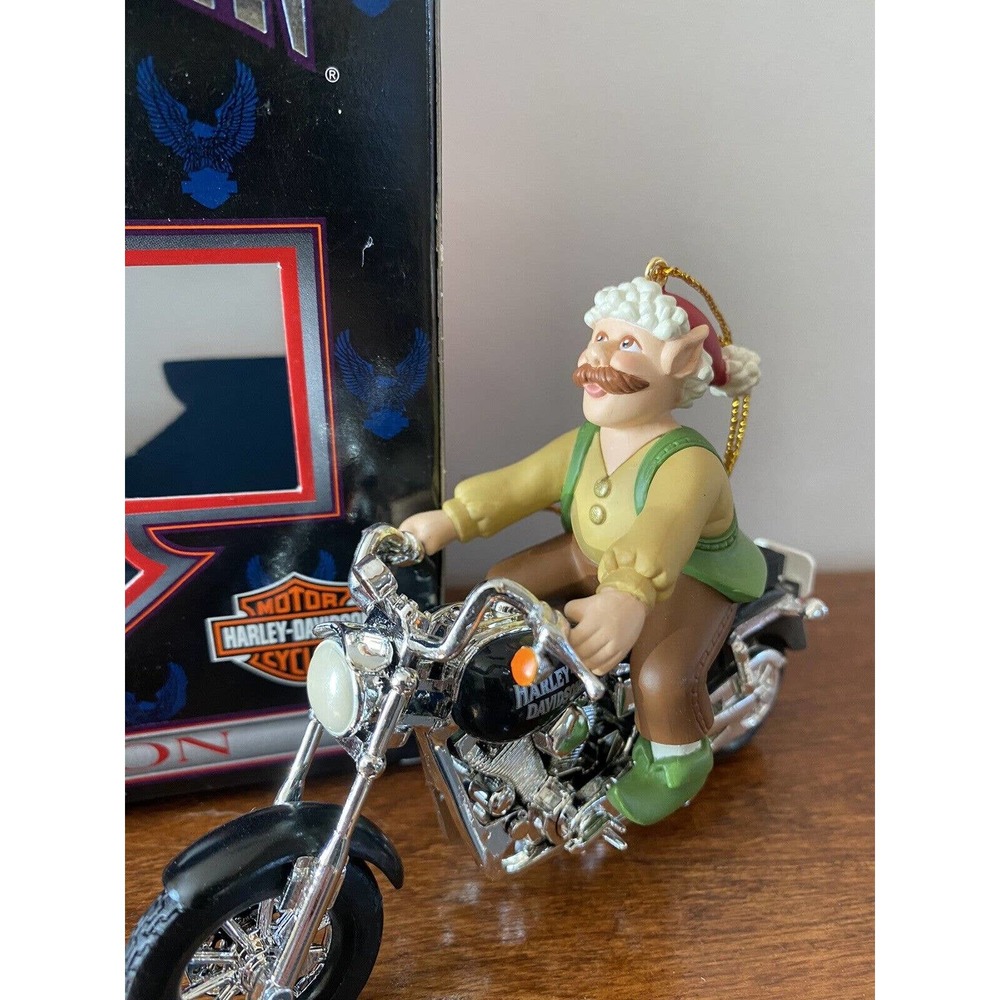 1999 Cavanagh Harley Davidson Butch Elf Riding Motorcycle Christmas Ornament